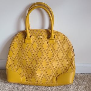 Tory Burch Robinson mustard yellow patchwork bag